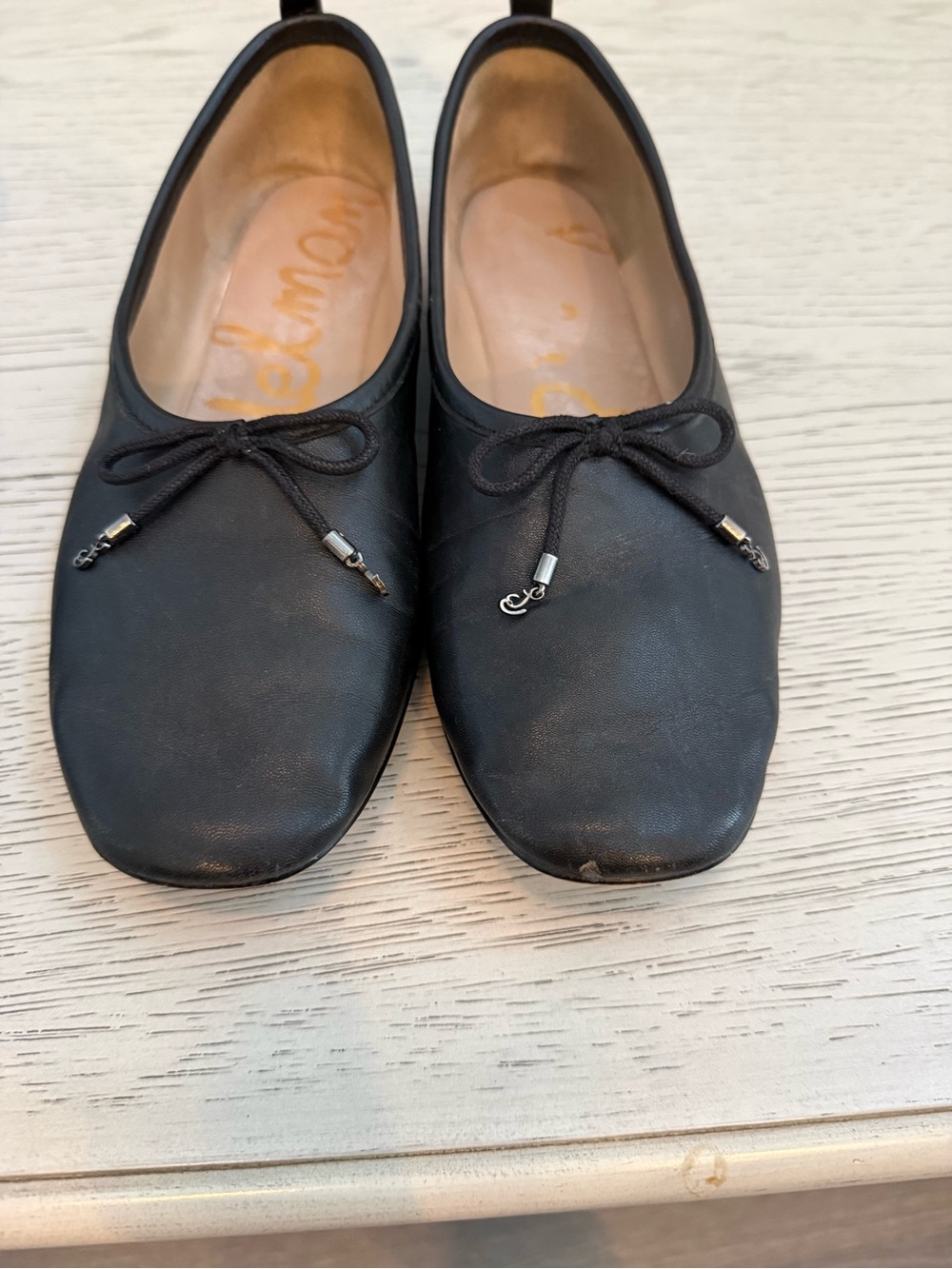 Sam Edelman Black Leather Ballet Flats with Bow
